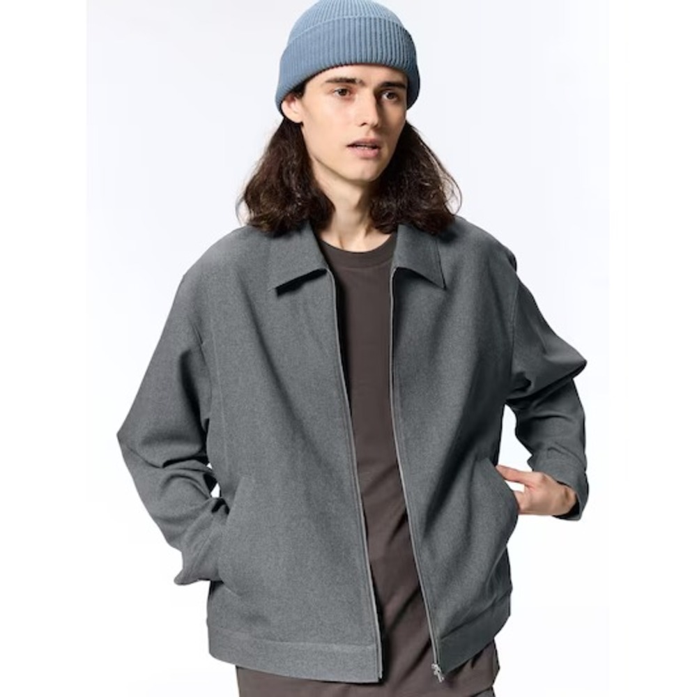 GU Gray Zip Up Jacket / Minimalist Relaxed Streetwear Utility Layer / Size S